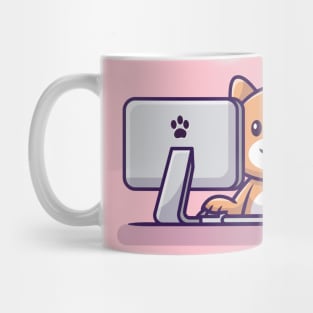 Cute Cat Operating Computer Mug